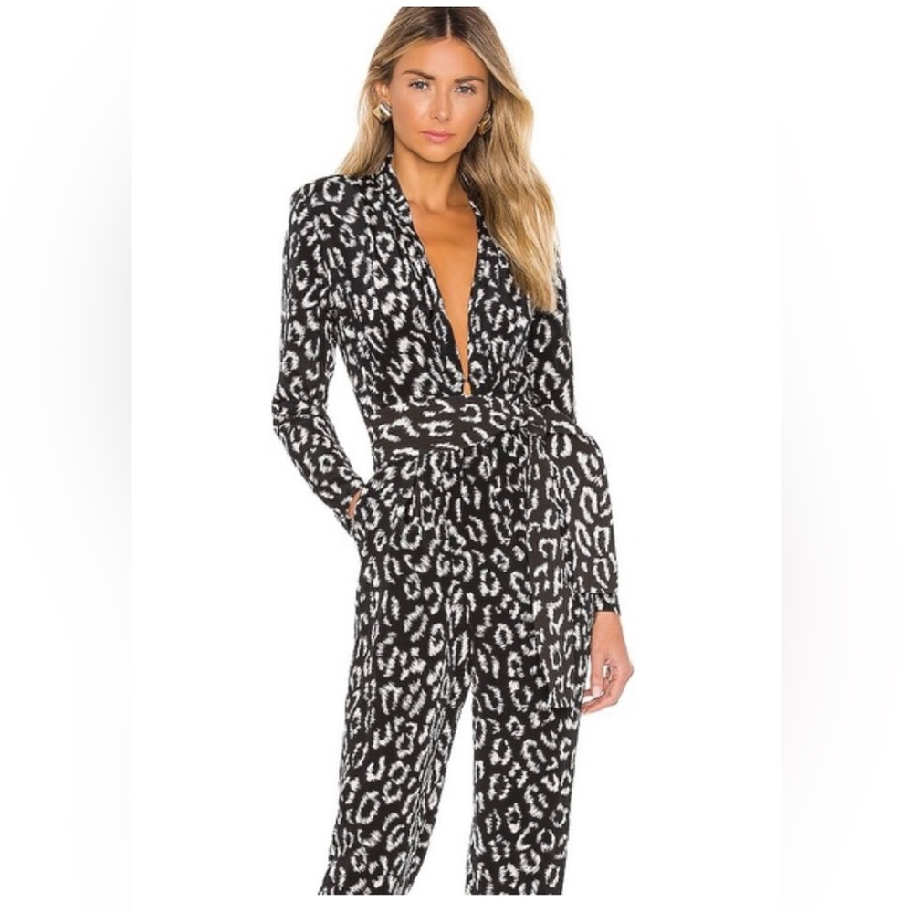 A.L.C. Kieran jumpsuit in black leopard size 6